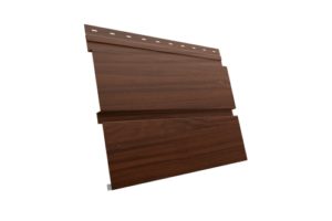 Софит металлический Квадро Брус без перфорации 0,45 Print Elite с пленкой Choco Wood TwinColor