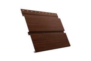 Софит металлический Квадро Брус с перфорацией 0,45 Print Elite с пленкой Choco Wood TwinColor