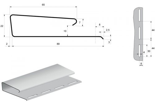 Наличник профиль J широкий Grand Line Standart белый (3,05м)